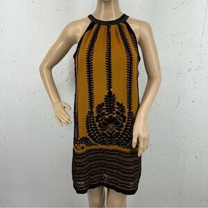 M.S.S.P. Max Studio Specialty Products Black Brown Silk Velvet Mini Dress NEW